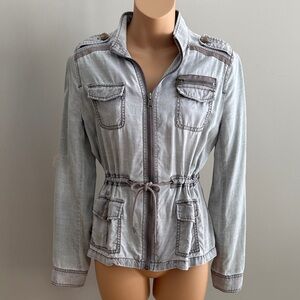 Women's Lavender Grey Utility Jacket with Drawstring Waist by Express size XSP